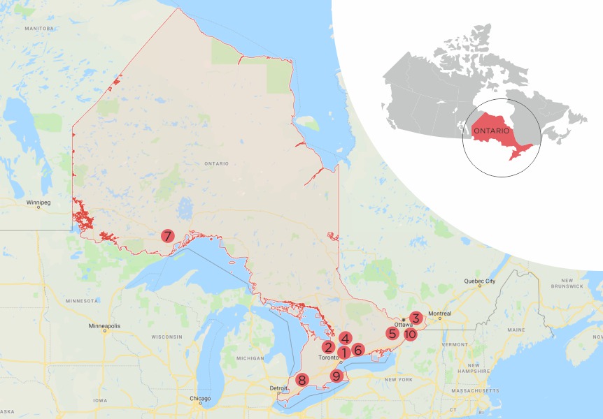 Государственные школы Онтарио на карте